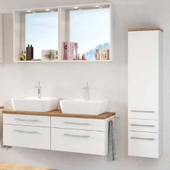DasaBadezimmer : 2xs Spiegel, Waschbeckenschrank, Säulenschrank - weiß