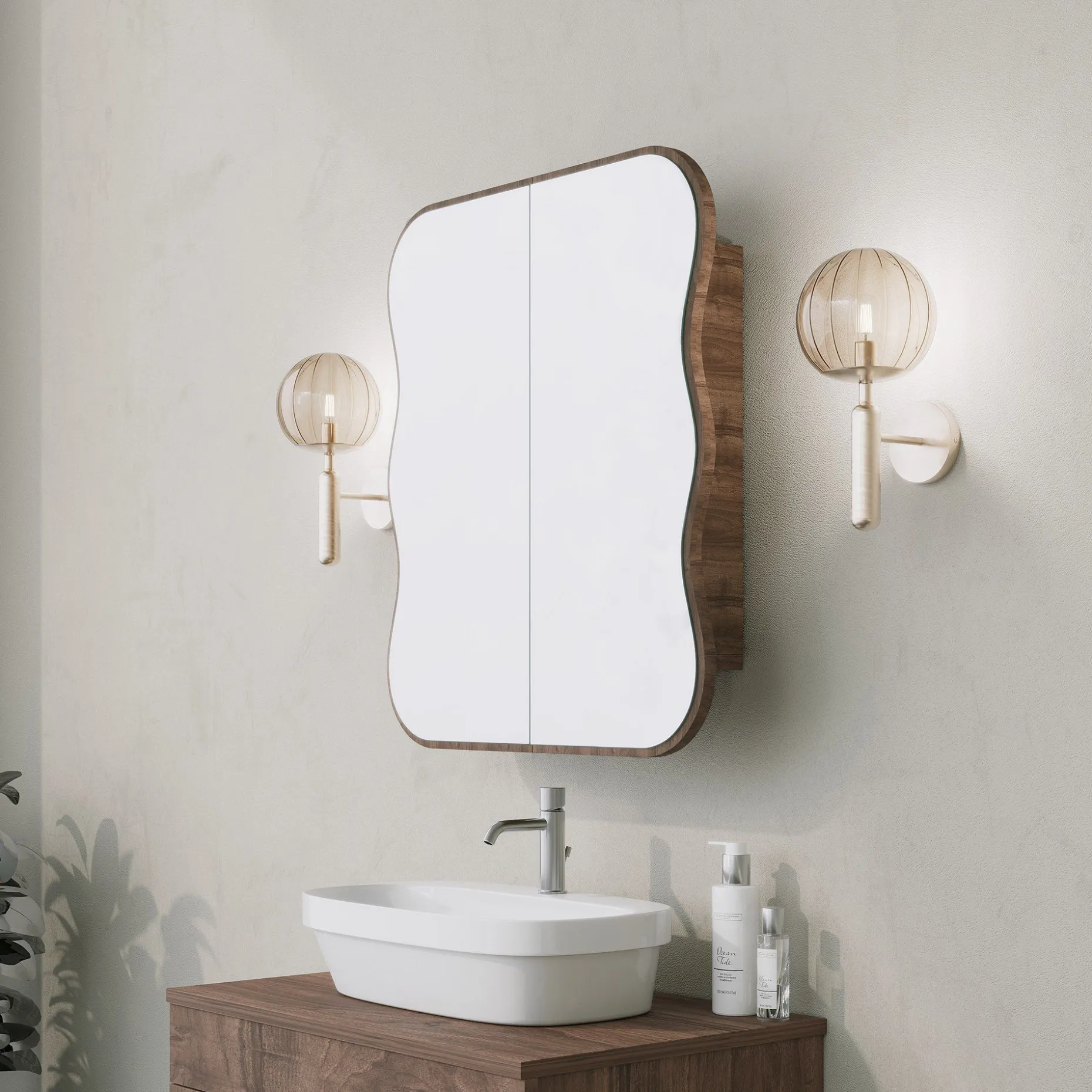 Day Dream Badezimmerschrank | 100 % Hartfaserplatte | Walnuss