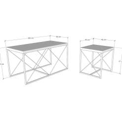 Emob Defne Couchtisch-Set | 100 % MELAMIN | , Schwarz