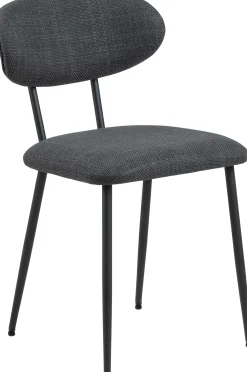 Emob Denise Esszimmerstuhl: Basel Fabric, Dunkelgrau und Schwarzstahl