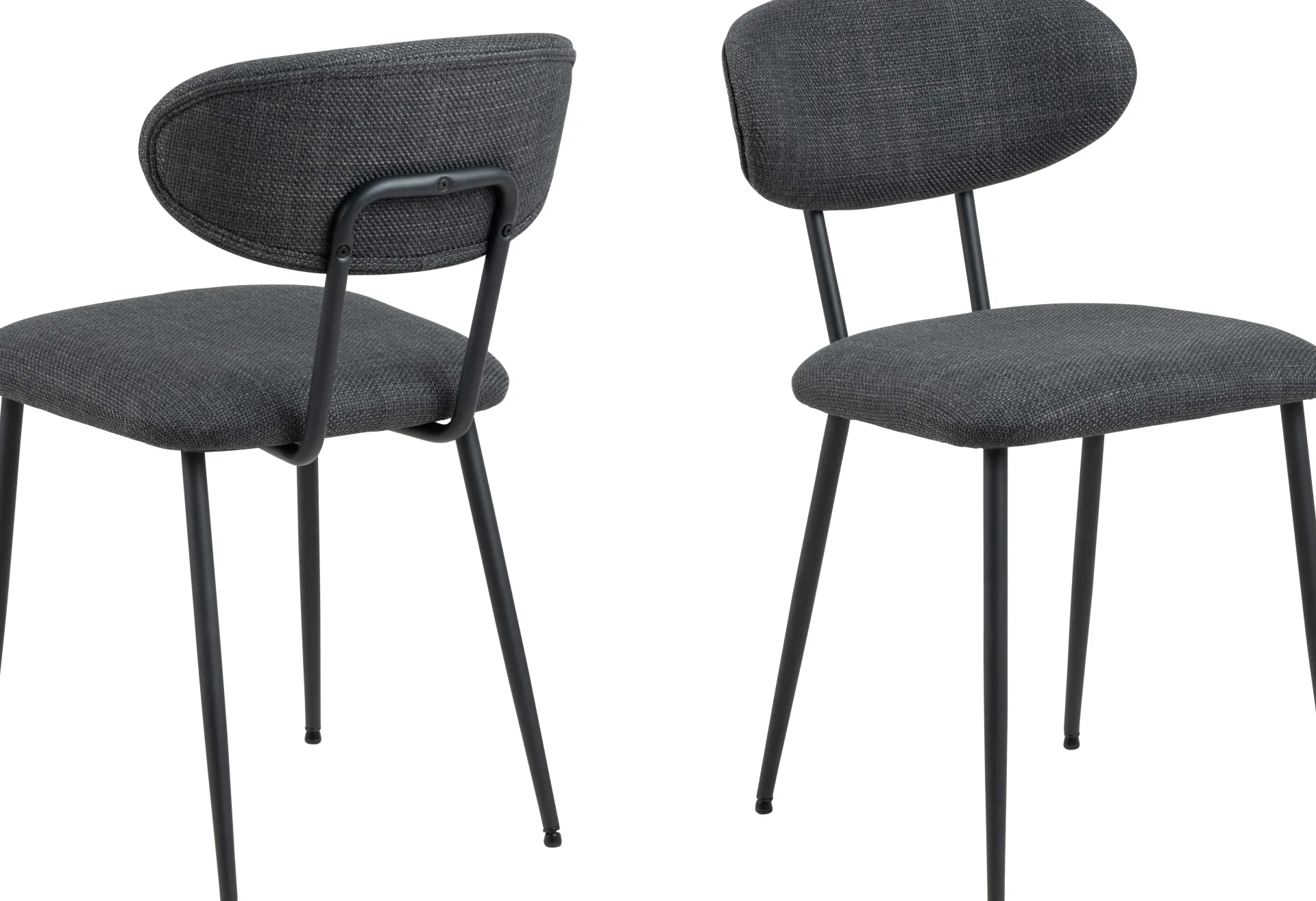 Emob Denise Esszimmerstuhl: Basel Fabric, Dunkelgrau und Schwarzstahl