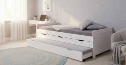 Desert Einzelbett 90x200cm mit Schubladen - weiß