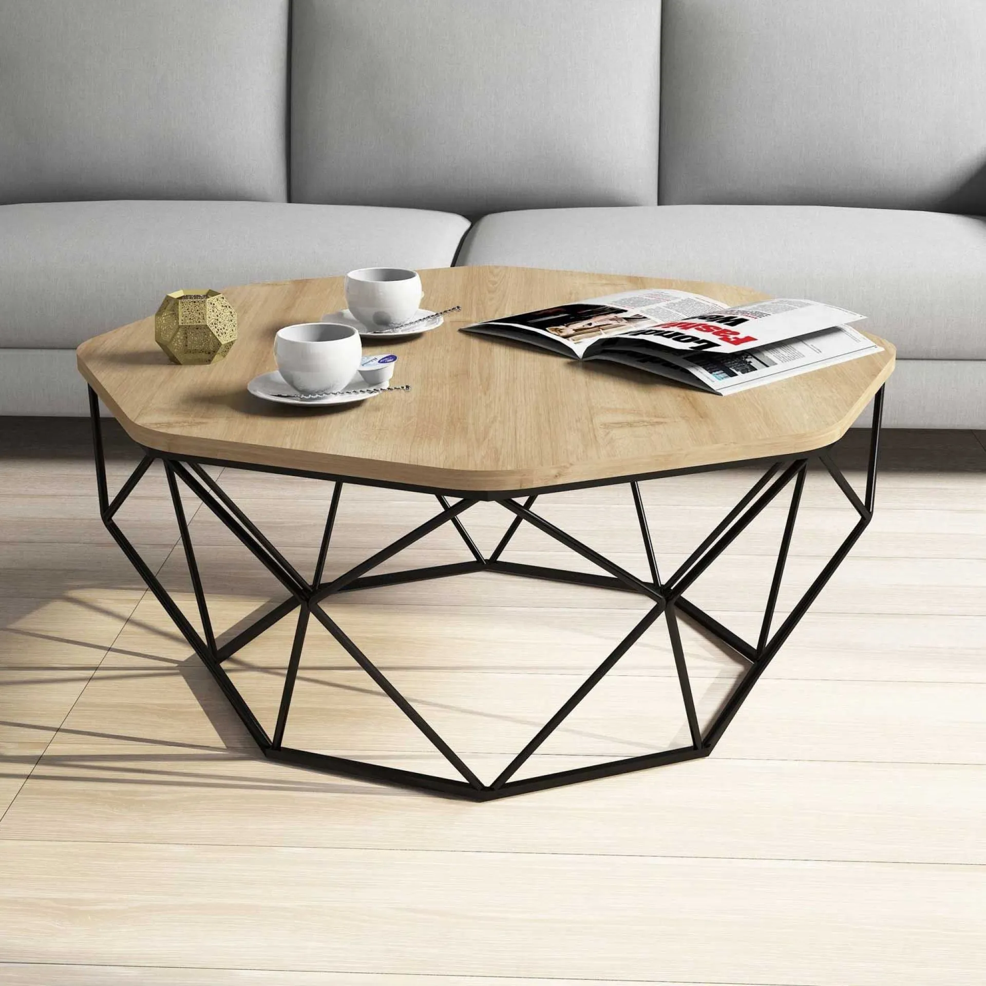Emob Diamond Couchtisch | 100 % MELAMIN | Eiche