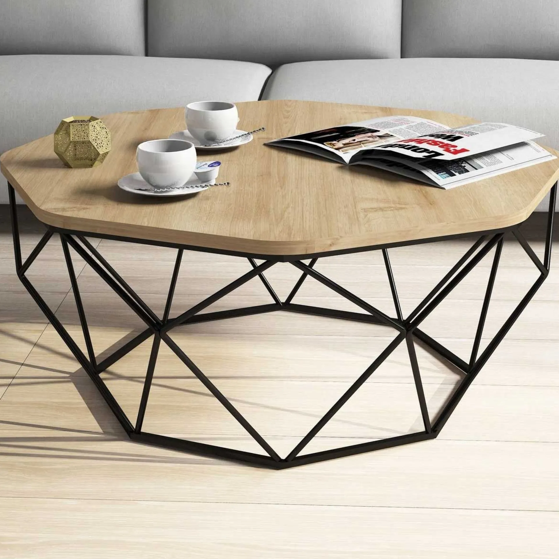 Emob Diamond Couchtisch | 100 % MELAMIN | Eiche