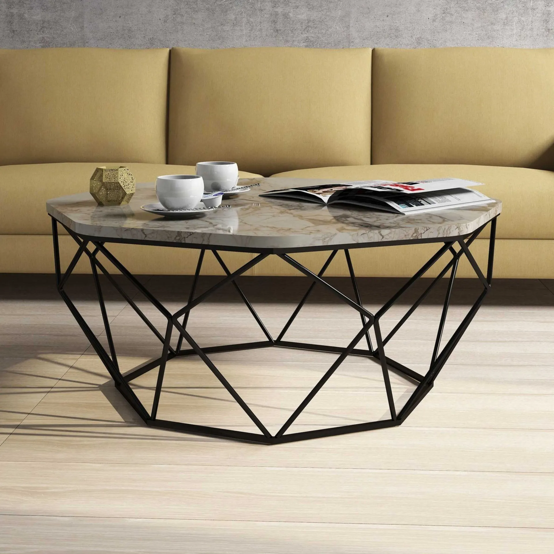 Emob Diamond Couchtisch | 100 % MELAMIN | Weiß