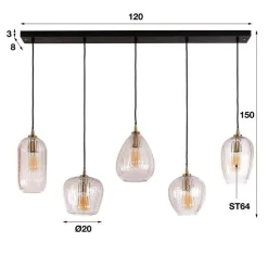 Emob Dina Hängeleuchte 120 cm-es Glas