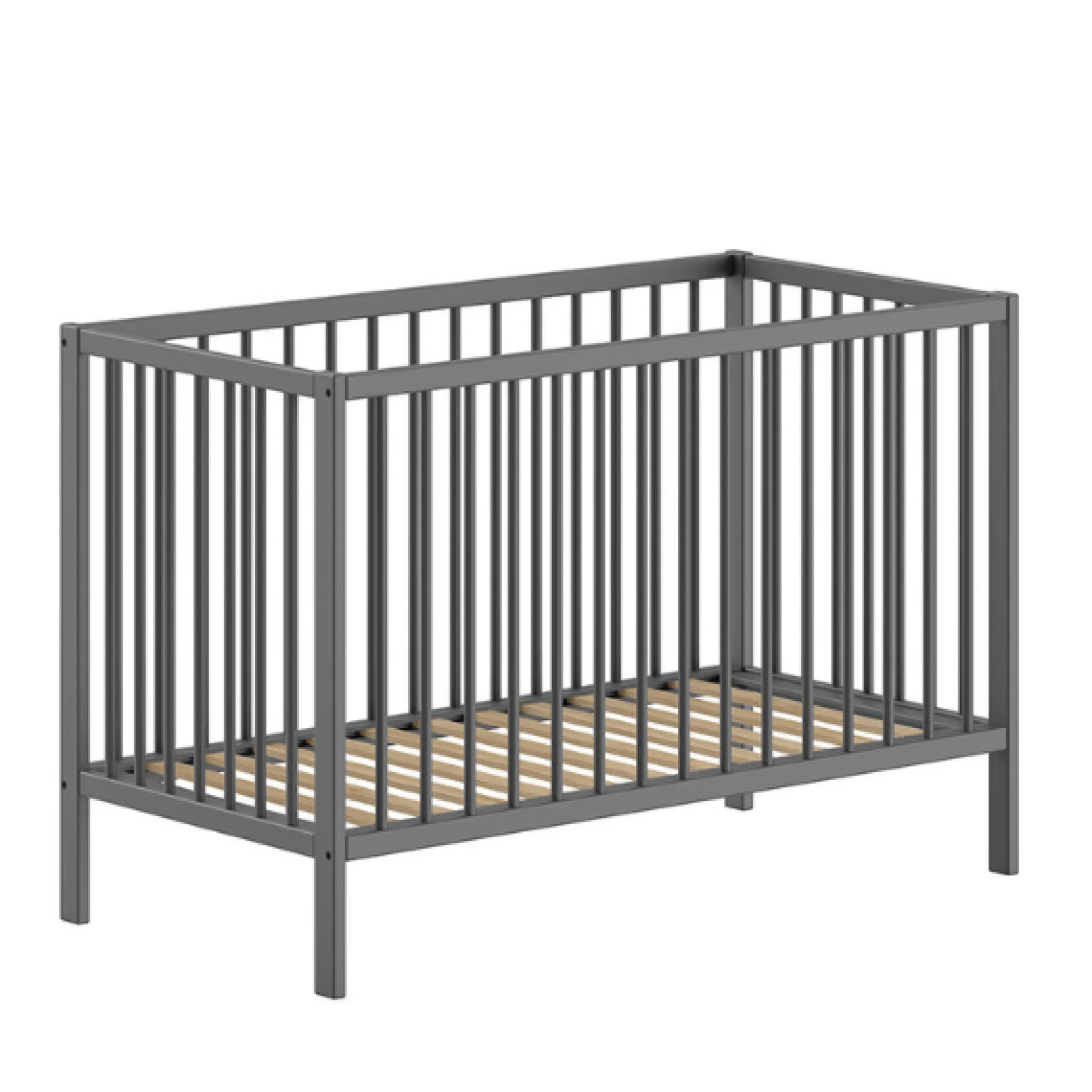 Dino Babybett | 60 x 120 cm | verstellbar | Kiefer anthrazit