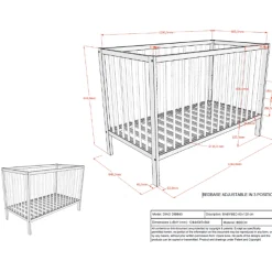 DinoBabyzimmer : Babybett 60x120cm und Wickeltisch - Kiefernholz