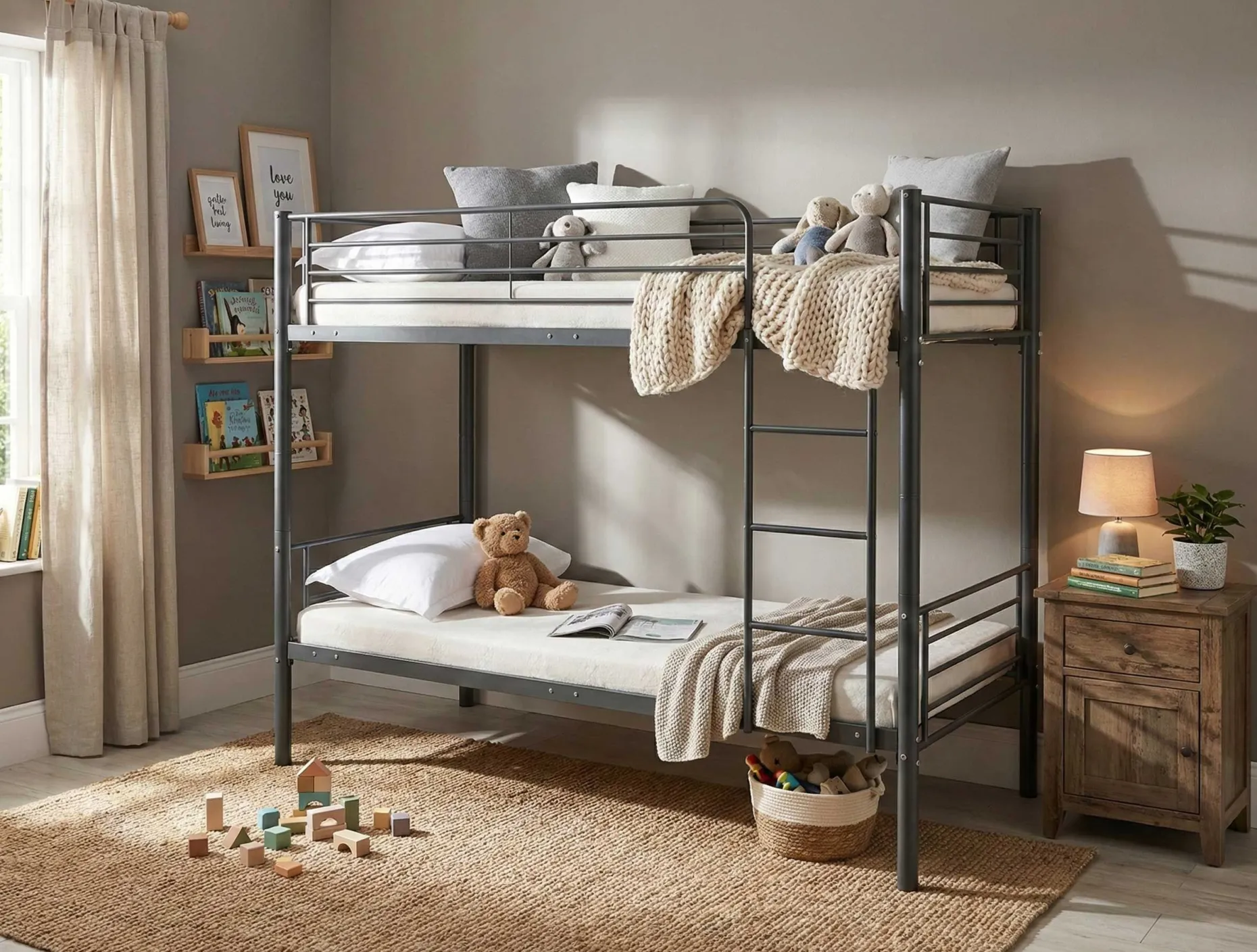 Dixie Etagenbett 90x200cm - Metall - mattschwarz