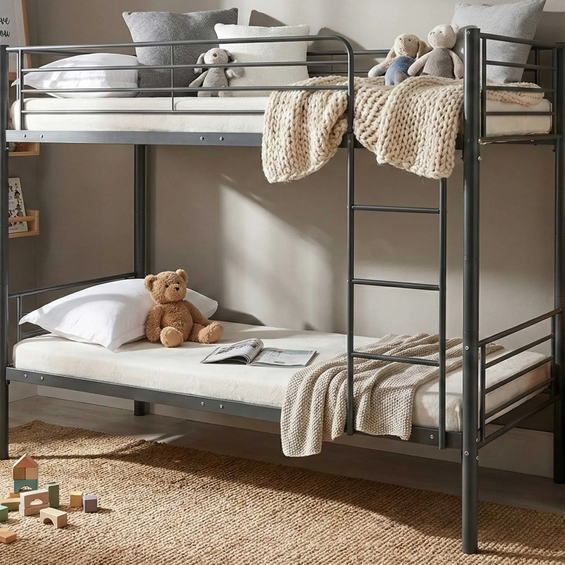 Dixie Etagenbett 90x200cm - Metall - mattschwarz