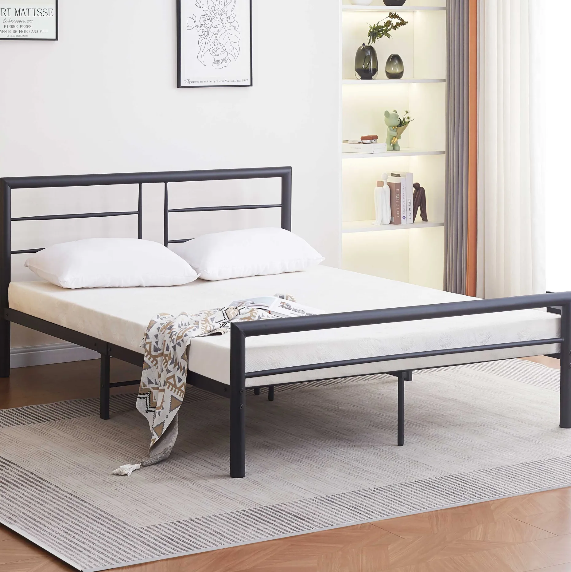 Dixon Metall-Doppelbett - 140x200cm - mattschwarz