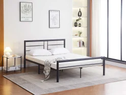 Dixon Metall-Doppelbett - 140x200cm - mattschwarz