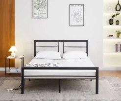 Dixon Metall-Doppelbett - 140x200cm - mattschwarz