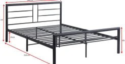 Dixon Metall-Doppelbett - 140x200cm - mattschwarz