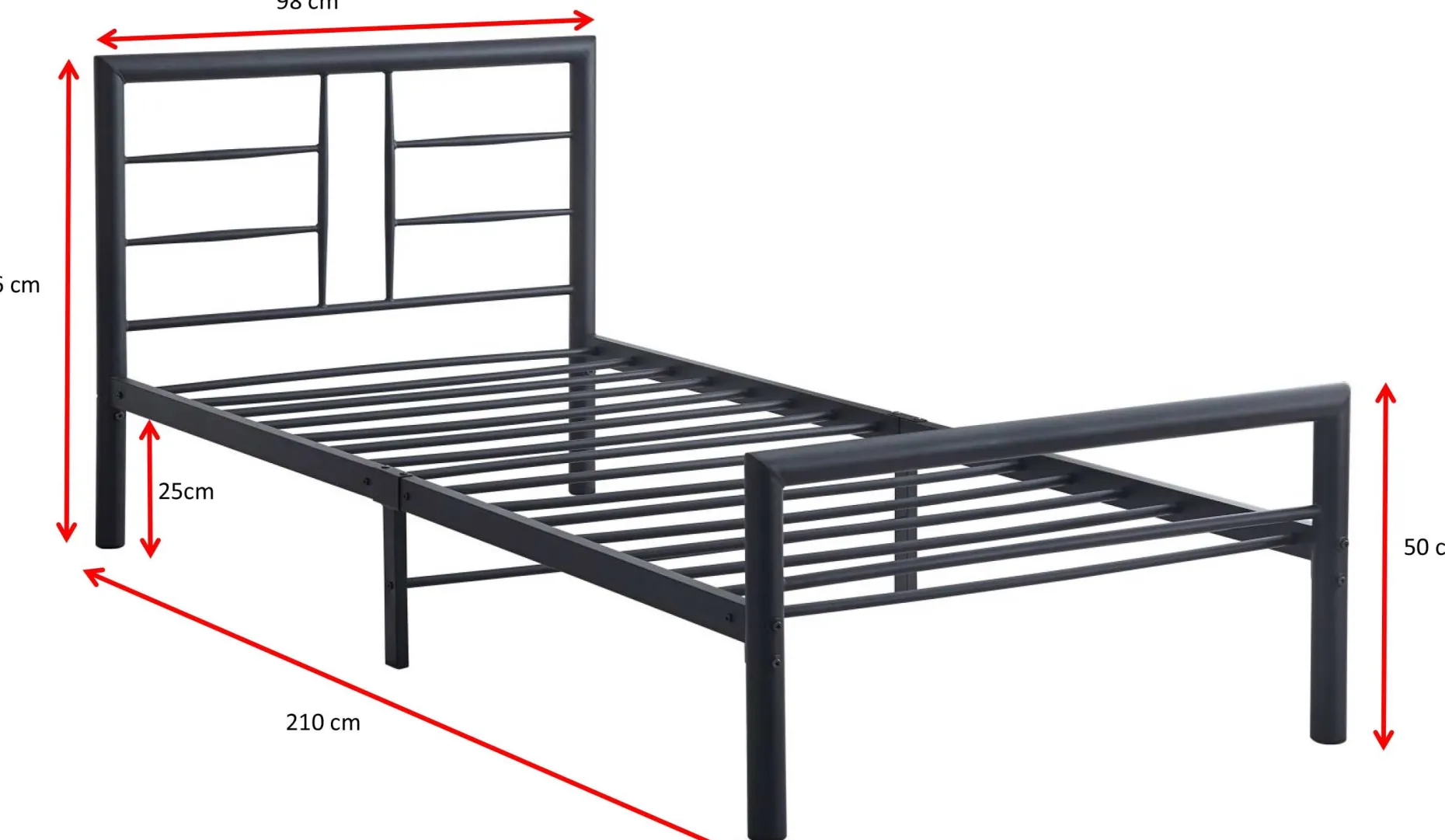 Dixon Metall Einzelbett - 90x200cm - mattschwarz