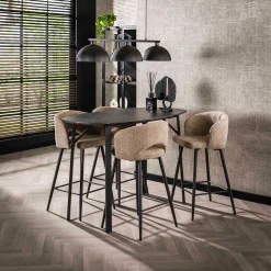 Emob Dänischer Bar-Tisch Oval 140 cm - Graphit 3D Melamin