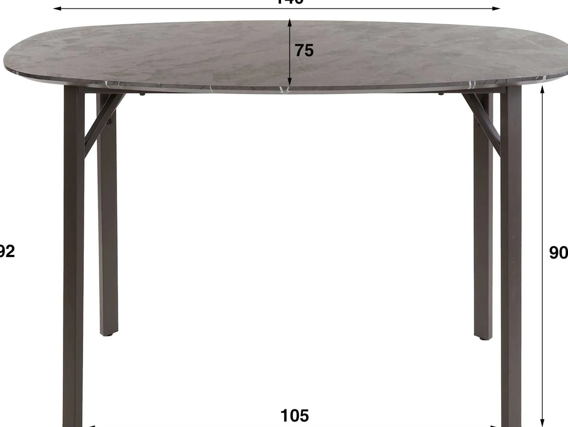 Emob Dänischer Bar-Tisch Oval 140 cm - Graphit 3D Melamin