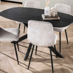 Emob Dänischer Esstisch Oval 150 cm Graphit Melamin