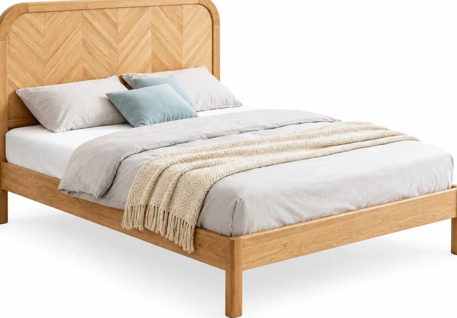 Doppelbett Alessia - 140x200cm - mit Lattenrost - massiver Eiche