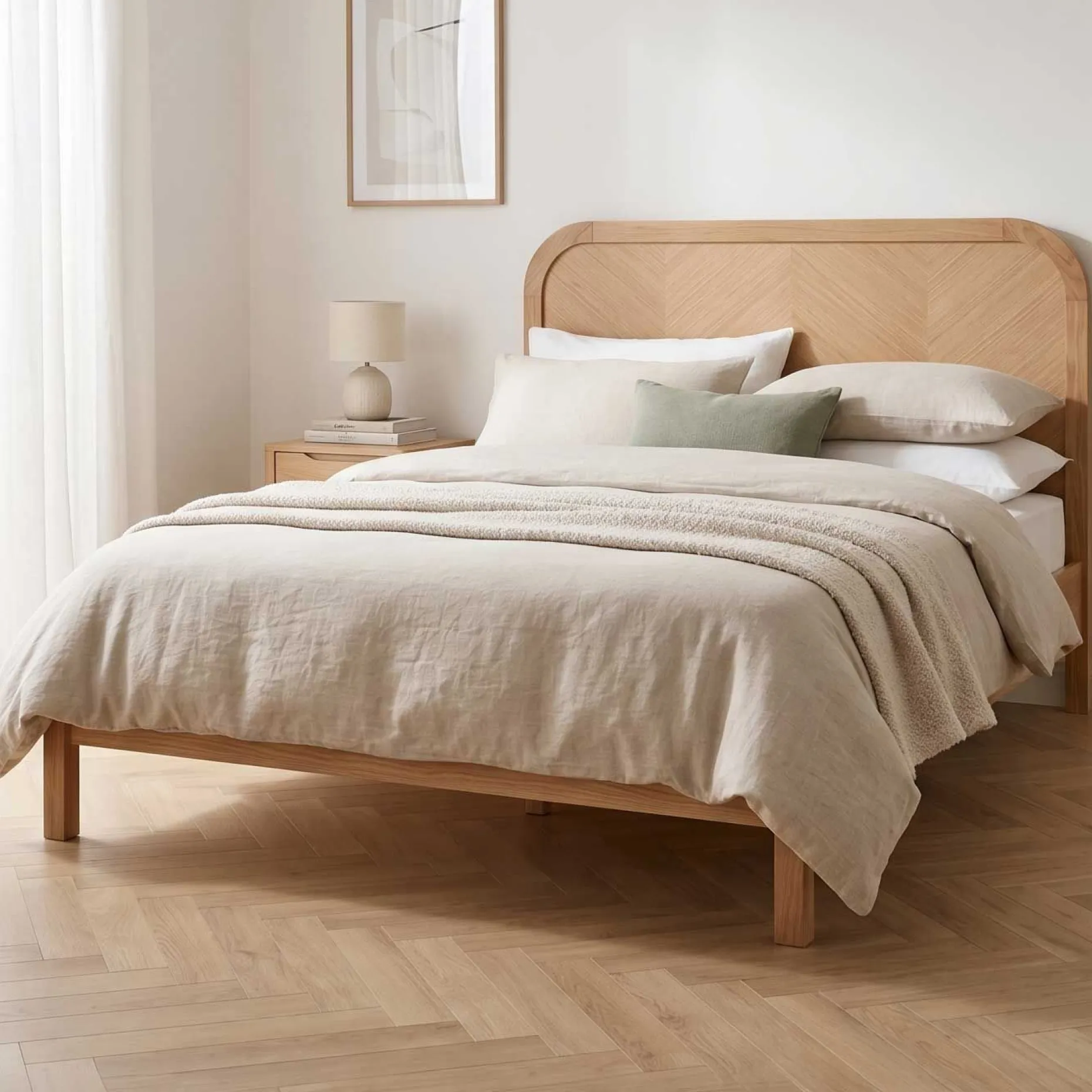 Doppelbett Alessia - 140x200cm - mit Lattenrost - massiver Eiche
