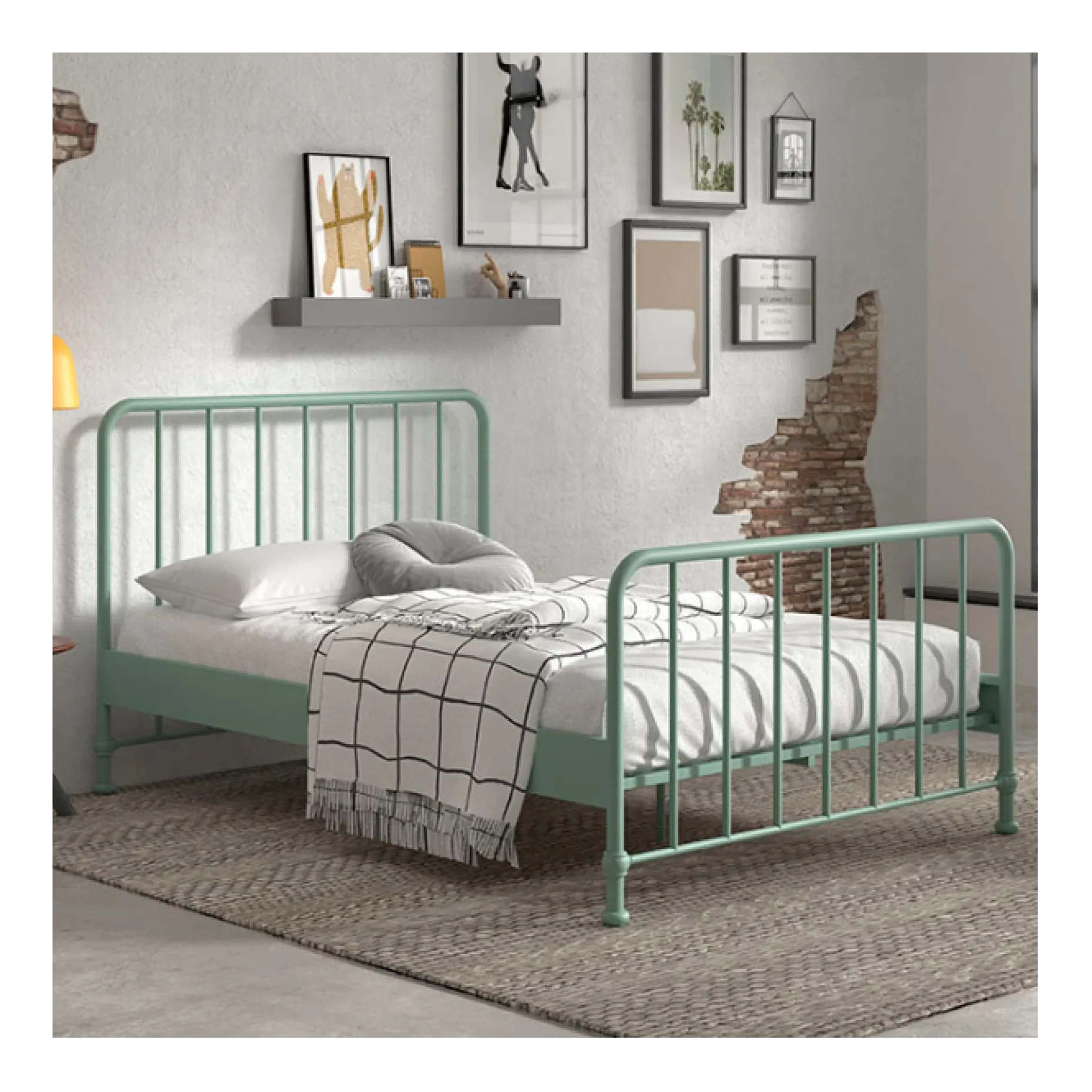 Doppelbett Bronxx Metall 140x200 - matt olivgrün