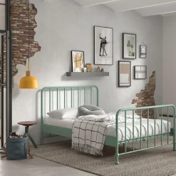 Doppelbett Bronxx Metall 140x200 - matt olivgrün