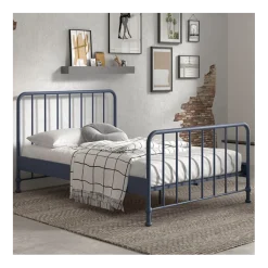 Doppelbett Bronxx Metall 140x200 - matt blau denim