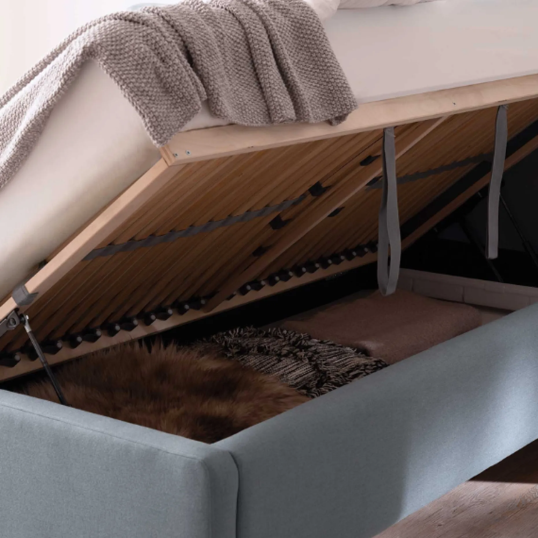 Doppelbett Cézanne 180x200cm mit Stauraum - eisblau