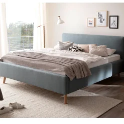 Doppelbett Cézanne 180x200cm mit Stauraum - eisblau