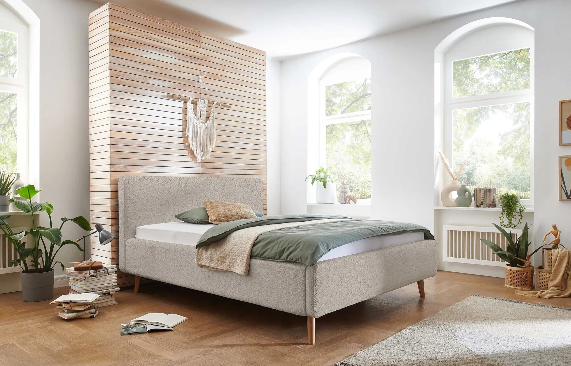 Doppelbett Dalila 180x200cm Teddystoff - beige