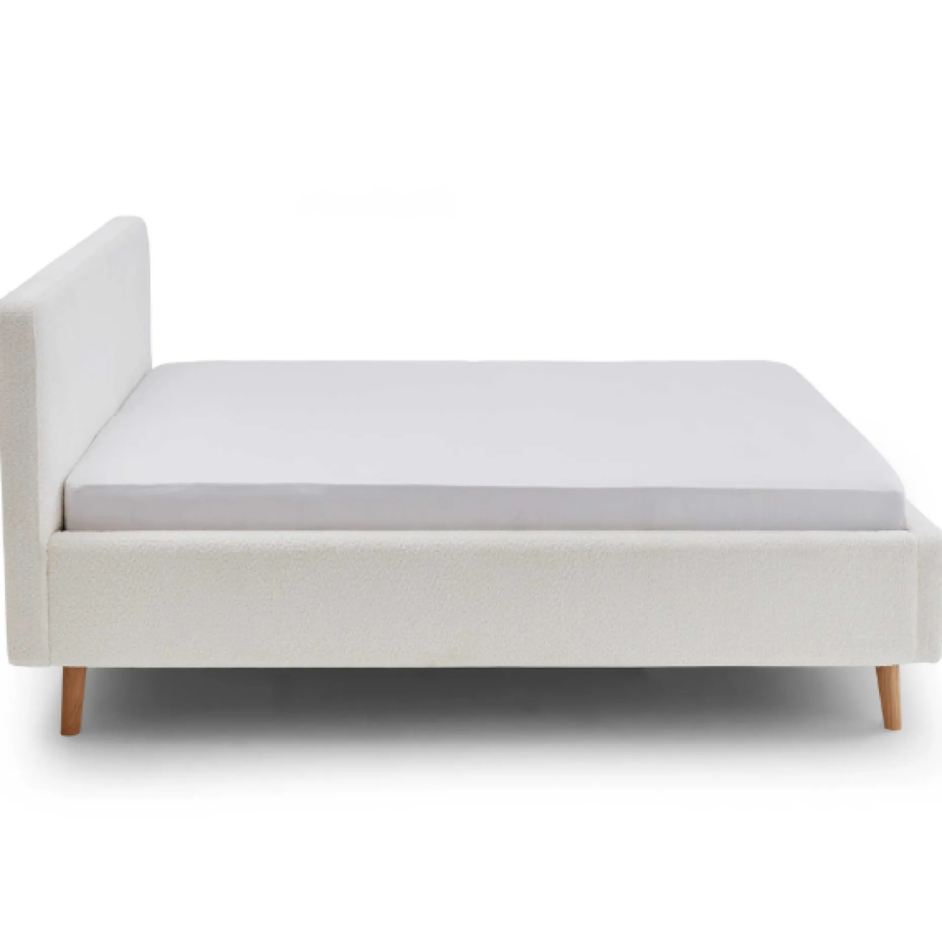 Doppelbett Dalila 160x200cm Teddy-Stoff mit Stauraum - weiß