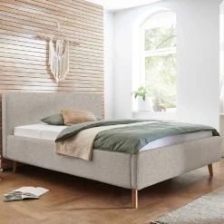 Doppelbett Dalila 160x200cm Teddy Stoff mit Lagerung - beige