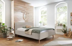 Doppelbett Dalila 160x200cm Teddy Stoff mit Lagerung - beige