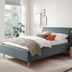 Doppelbett Estee 140x200 - blau/eiche