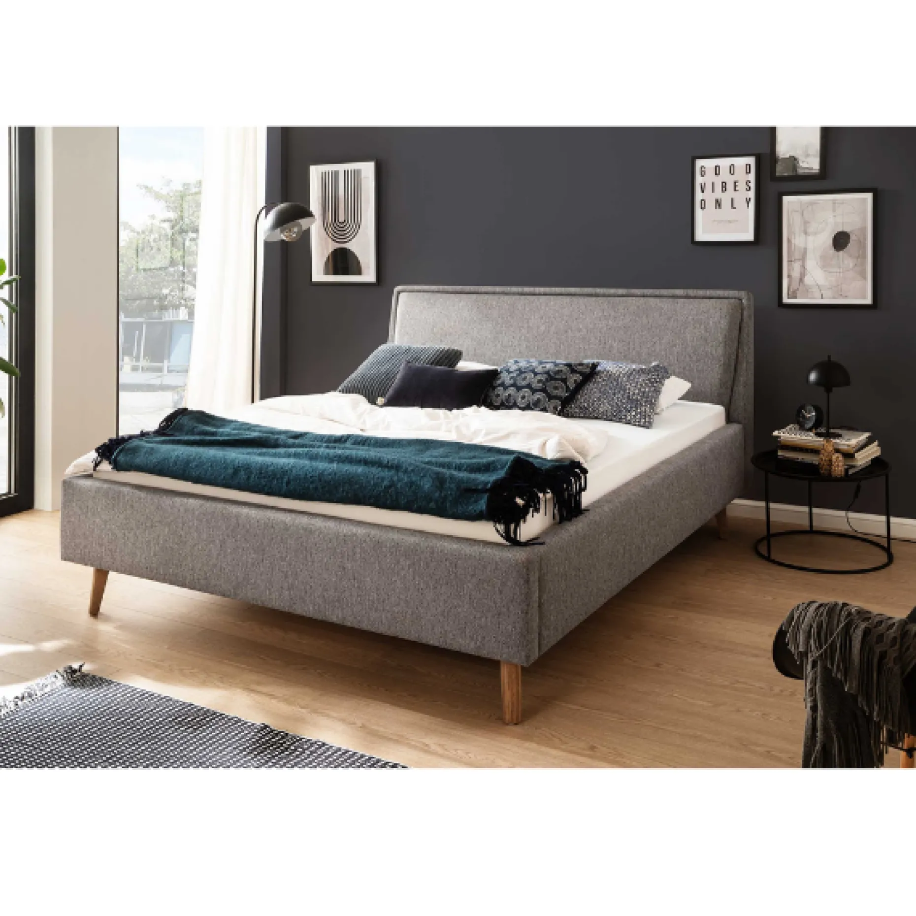 Doppelbett Estee 160x200cm - grau/eiche