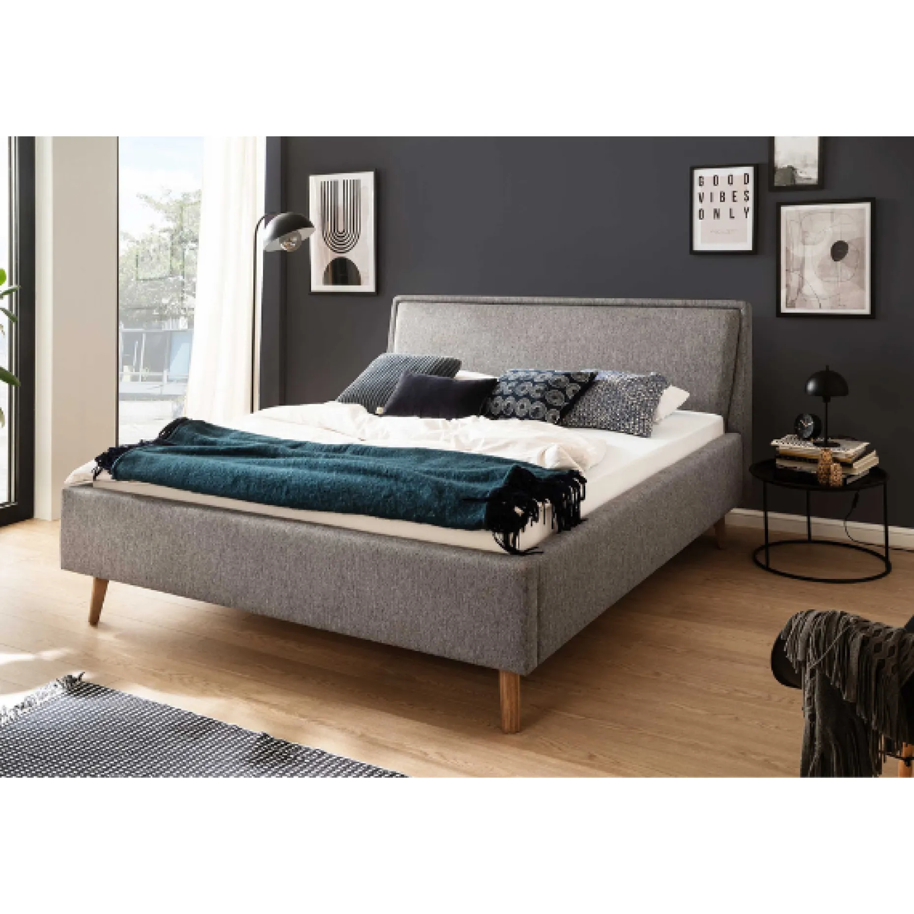 Doppelbett Estee 180x200cm - grau/eiche