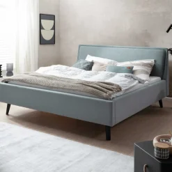Doppelbett Estee 180x200cm mit Stauraum - eisblau/schwarz