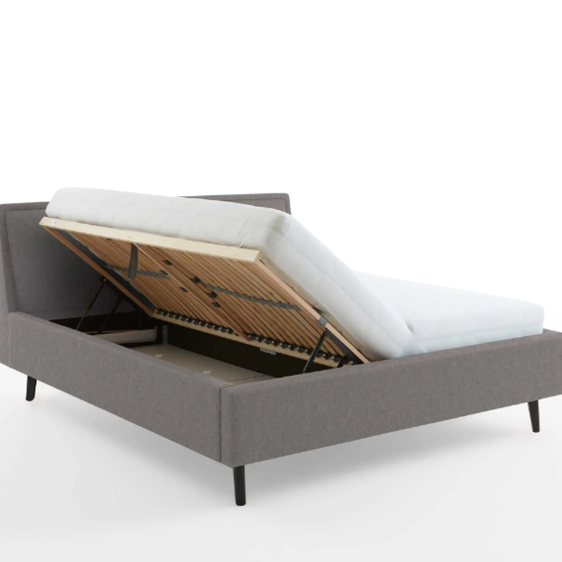 Doppelbett Estee 180x200cm mit Stauraum - hellgrau/schwarz