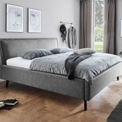 Doppelbett Estee 160x200 mit Stauraum - grau/schwarz