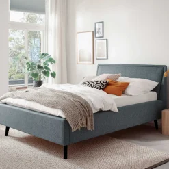 Doppelbett Estee 140x200 mit Stauraum - blau/schwarz