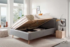 Doppelbett Estee 140x200 mit Stauraum - grau/ocker