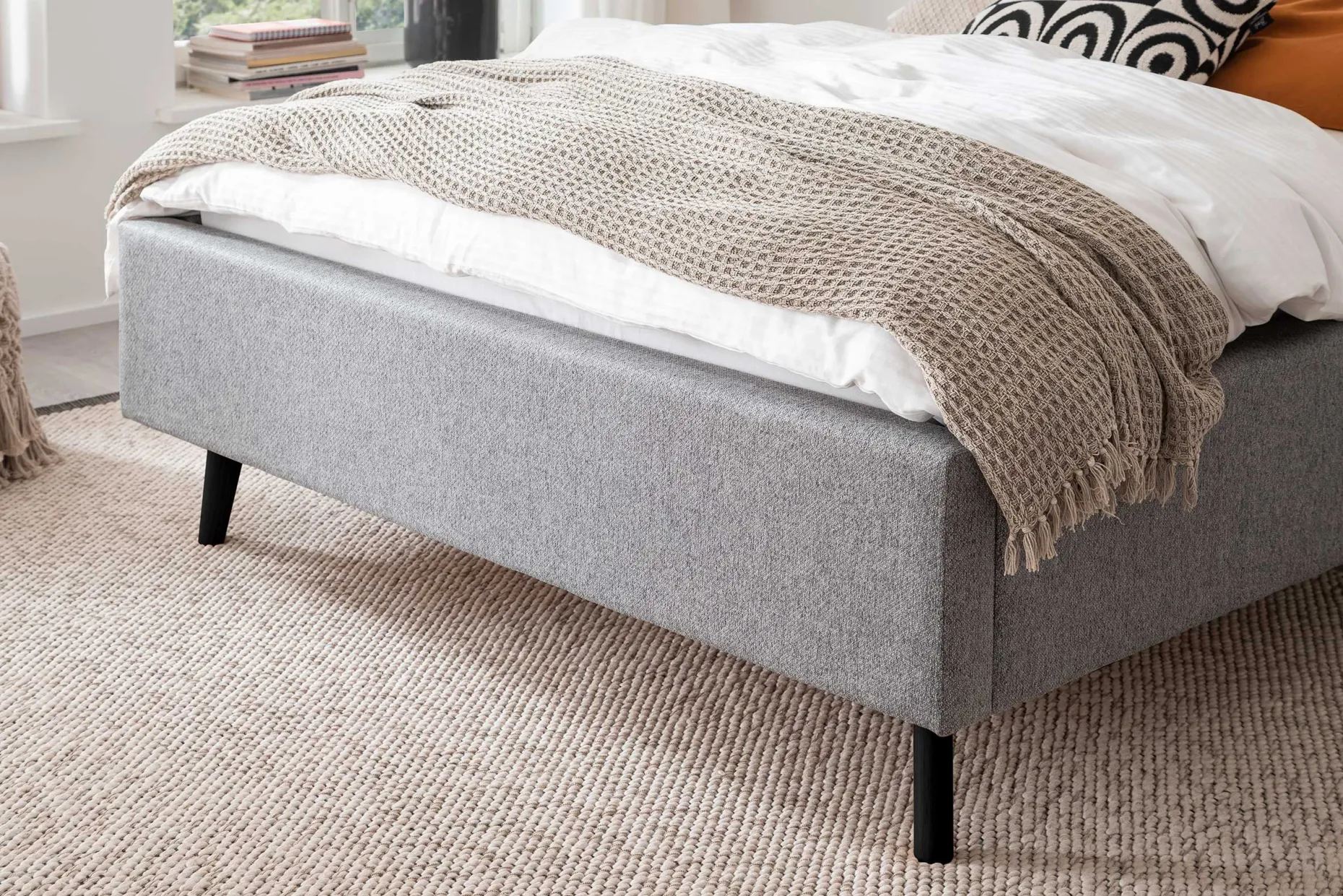 Doppelbett Estee 140x200 mit Stauraum - grau/schwarz
