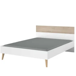 Doppelbett Hardy 140x190 - weiß/Eiche