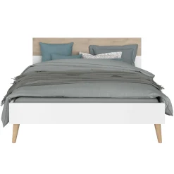 Doppelbett Hardy 140x190 - weiß/Eiche
