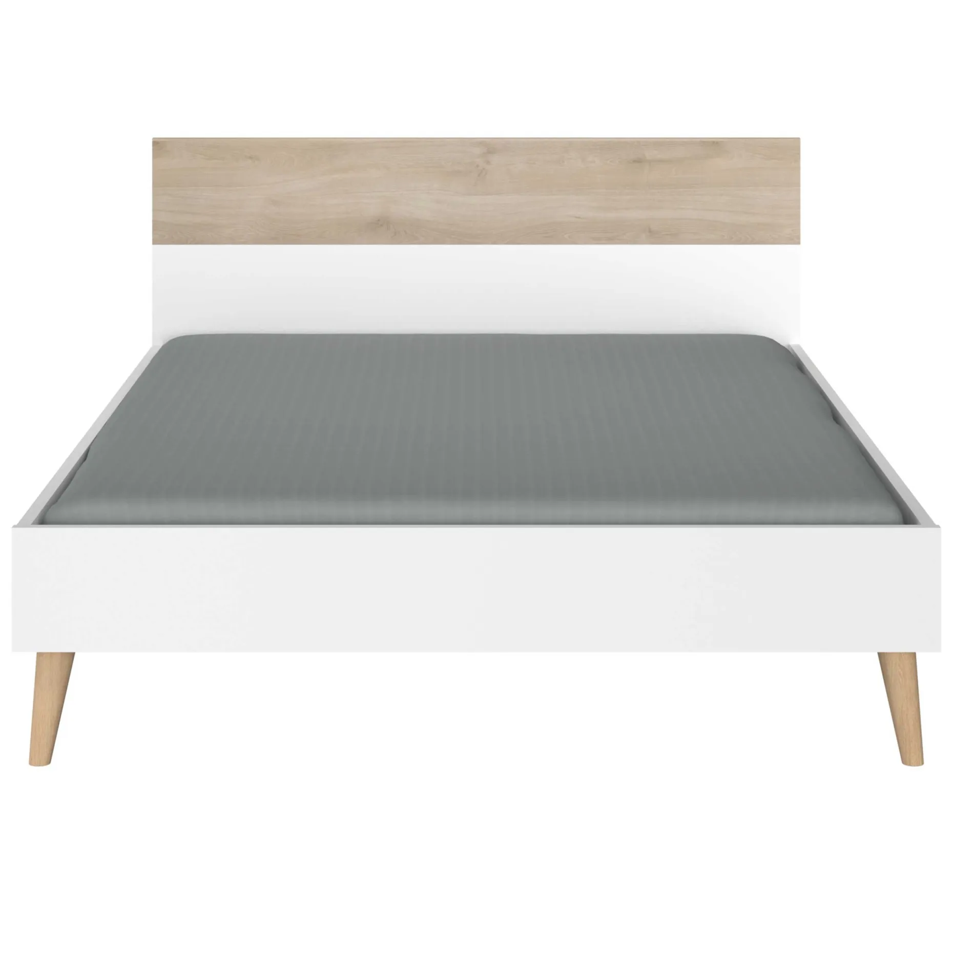 Doppelbett Hardy 140x190 - weiß/Eiche