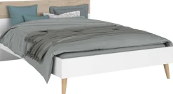 Doppelbett Hardy 140x190 - weiß/Eiche