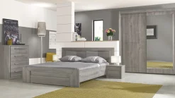 Doppelbett Hayden mit Schublade 140x200 - Eiche hellgrau
