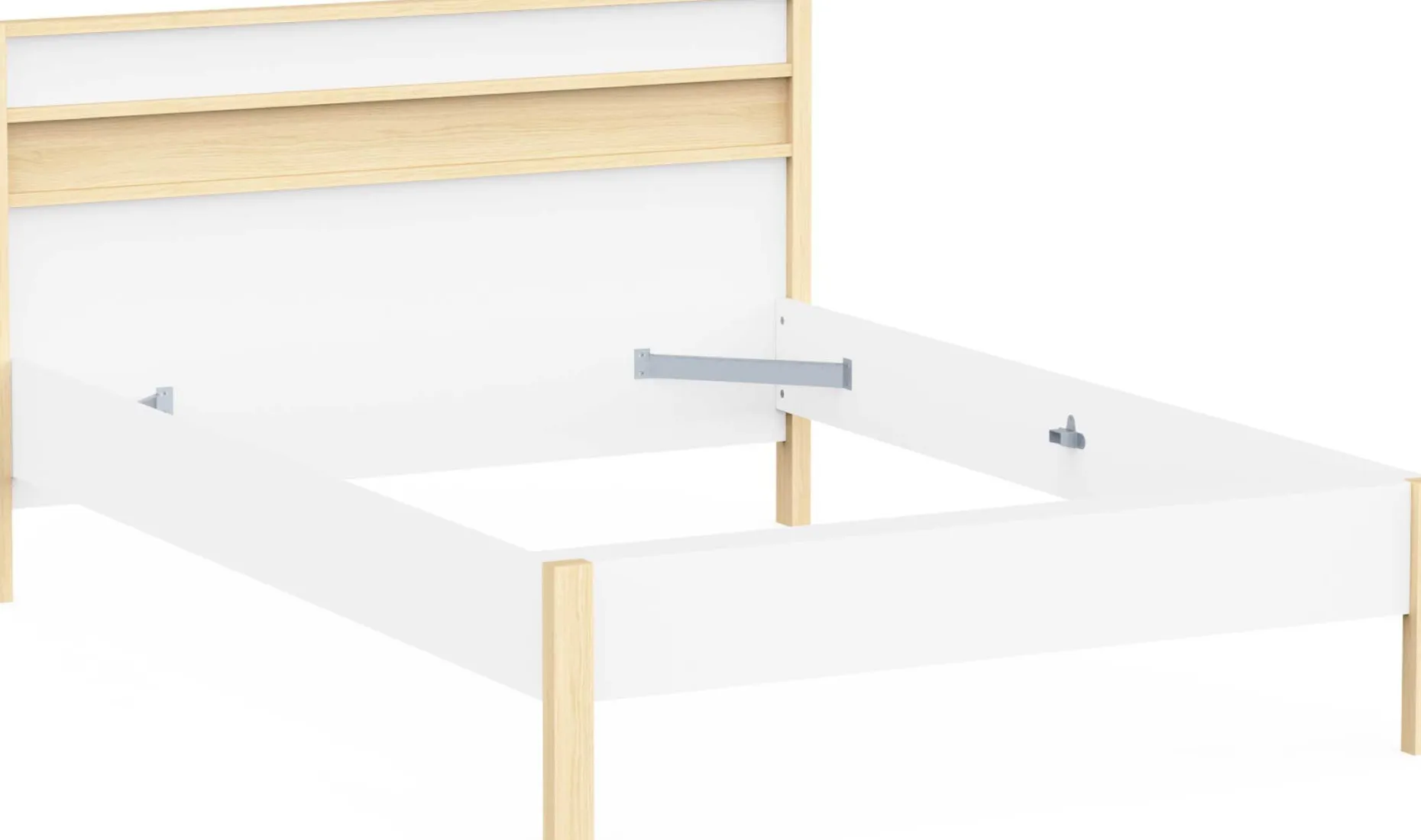 Doppelbett Heva - 140x190/200cm - weiß/Eiche Dekor