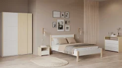 Doppelbett Heva - 140x190/200cm - weiß/Eiche Dekor