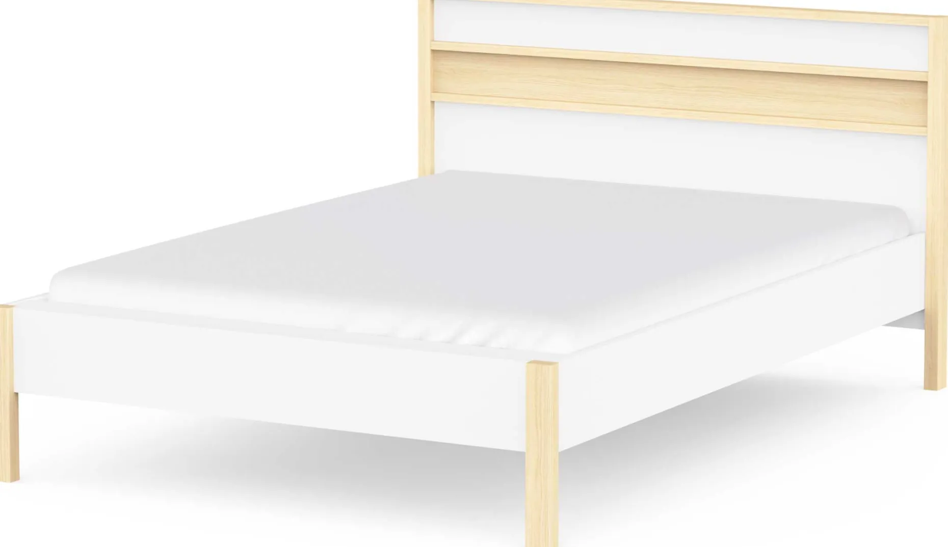 Doppelbett Heva - 140x190/200cm - weiß/Eiche Dekor
